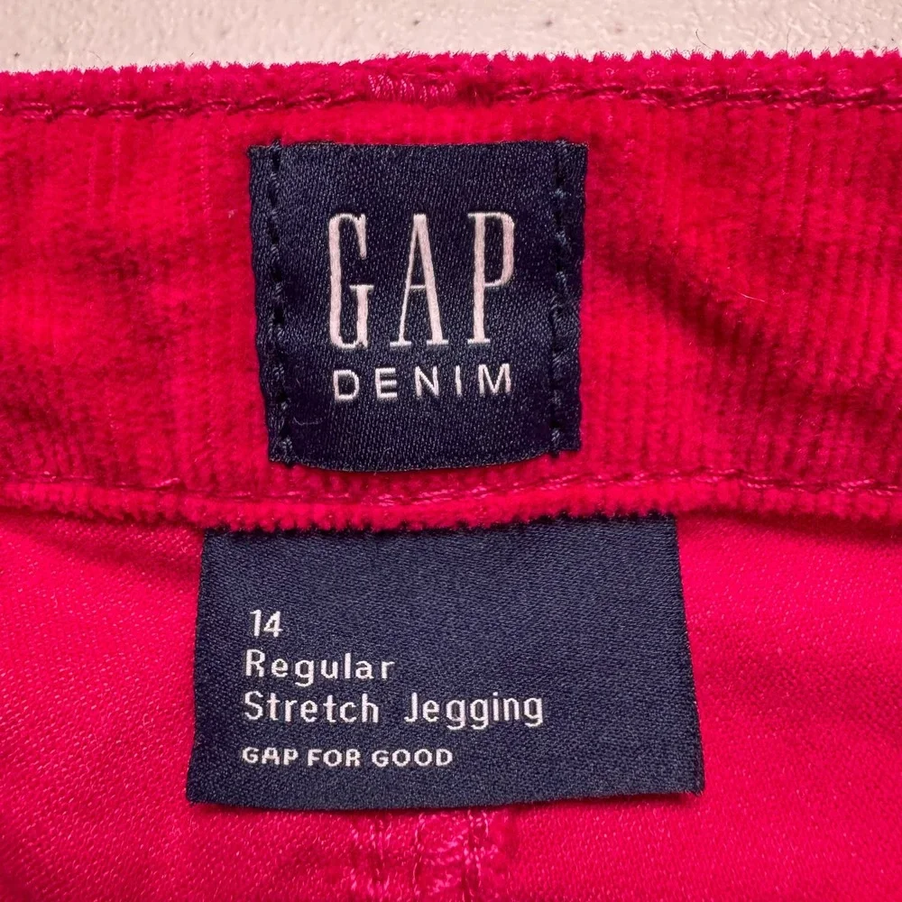 Gap Stretch Jegging Pants Girls‎ 14 Regular Red Corduroy Skinny Mid Rise Denim
